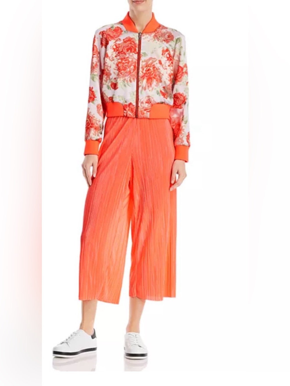 Alice & Olivia Elba Pleated Cropped Wide-Leg Pants, Size S